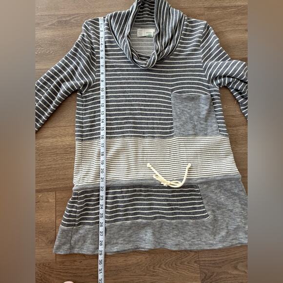 Anthropologie Saturday Sunday Striped Cowl Neck Drawstring Waist Sweater Size L - Picture 9 of 9